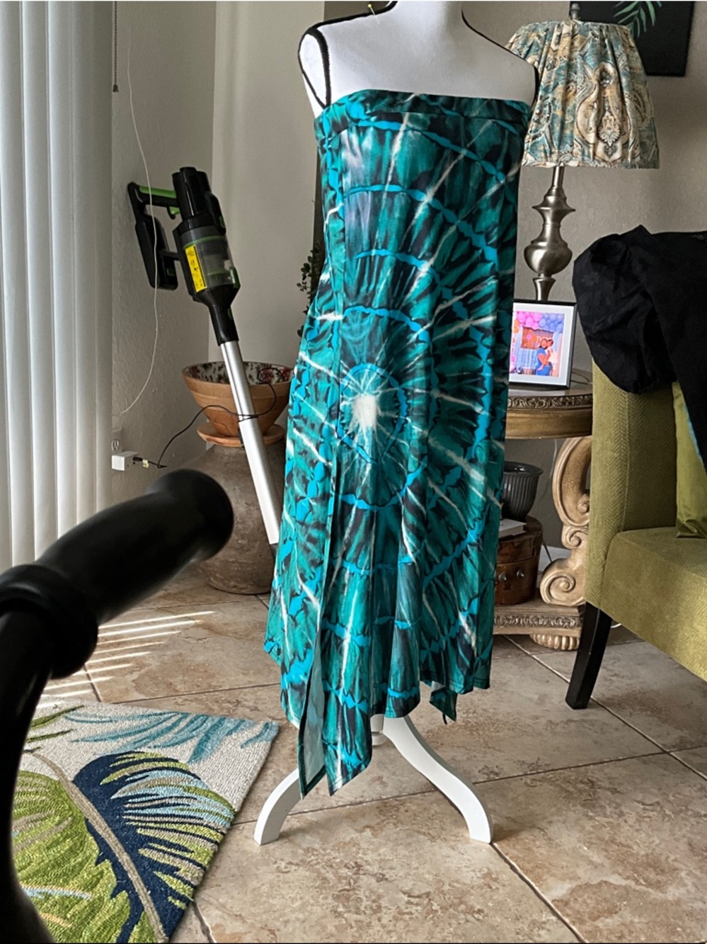 Teal Tie-Dye Strapless Decorative Cover-Up